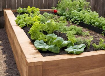 hugelkultur raised garden bed with plants